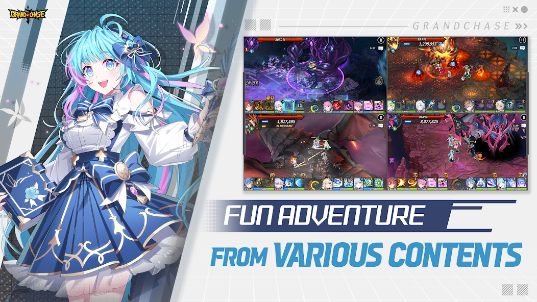 Captura de GrandChase: pantalla de gestión del equipo de héroes